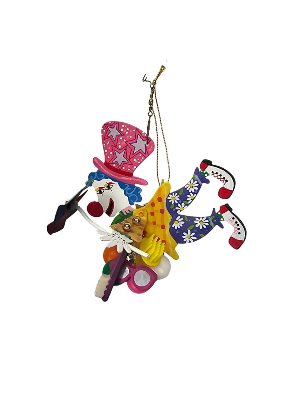 Fanciful Flights Karen Rossi Silvestri Clown Hanging Ornament With Charms & Ball